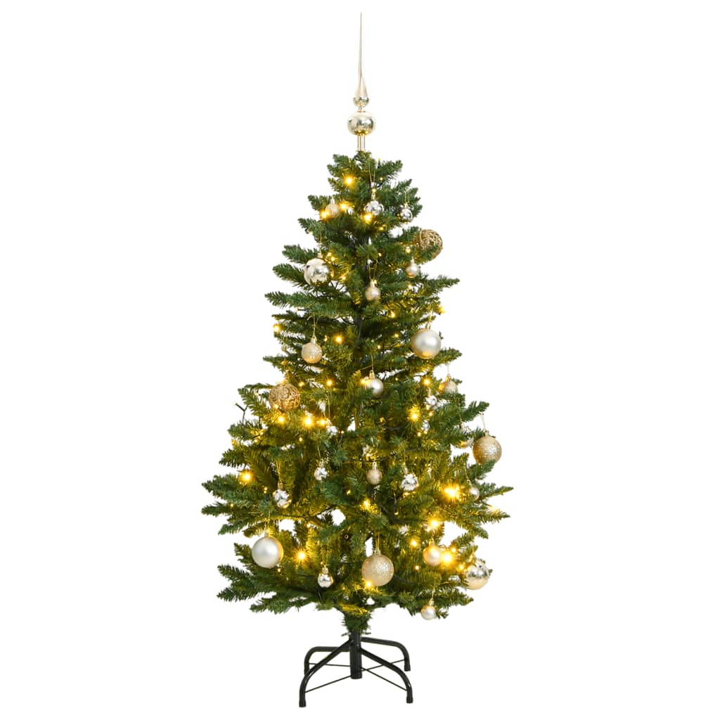 Vidaxl Kunstkerstboom s tečaji 150 LED in božične žoge 150 cm