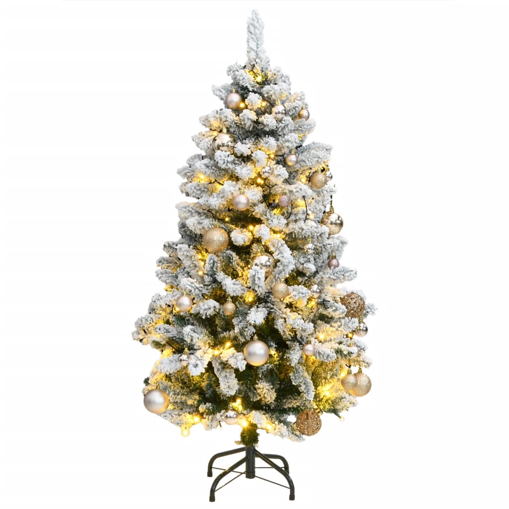 Vidaxl Kunstkerstboom con bisagras 150 LED y bolas de Navidad de 120 cm