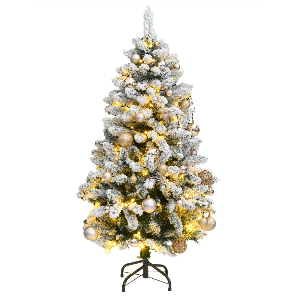 Vidaxl Kunstkerstboom con bisagras 150 LED y bolas de Navidad de 150 cm