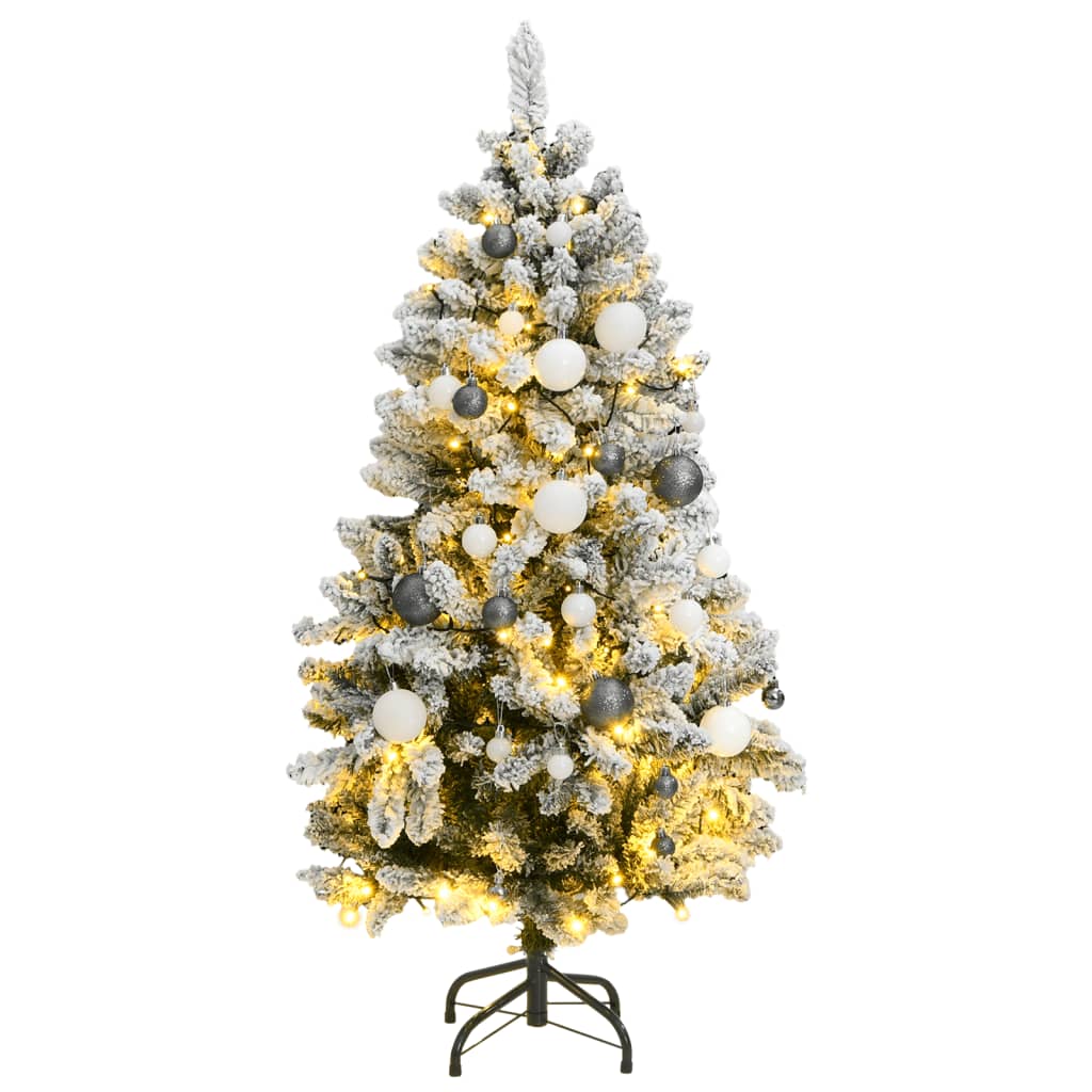 Vidaxl Kunstkerstboom med hengsler 150 LED- og julekuler 120 cm