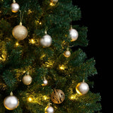 Vidaxl Kunstkerstboom with hinges 300 LEDs and Christmas balls 210 cm