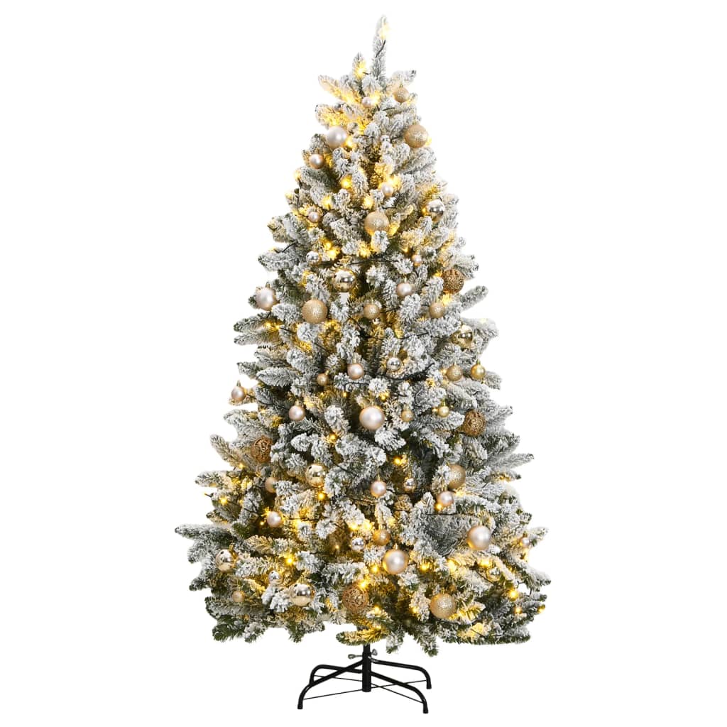 VidaXL Kunstkerstboom with hinges 300 LEDs and Christmas balls 180 cm