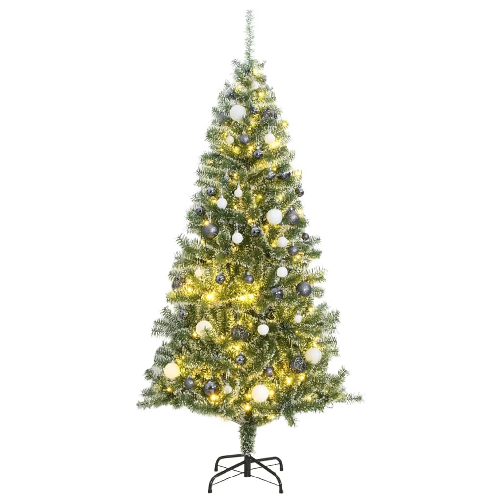 Vidaxl Kunstkerstboom s 300 LED božičnimi kroglicami in snegom 180 cm