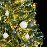 Vidaxl Kunstkerstboom z 300 diodami LED kulki świąteczne i śnieg 210 cm