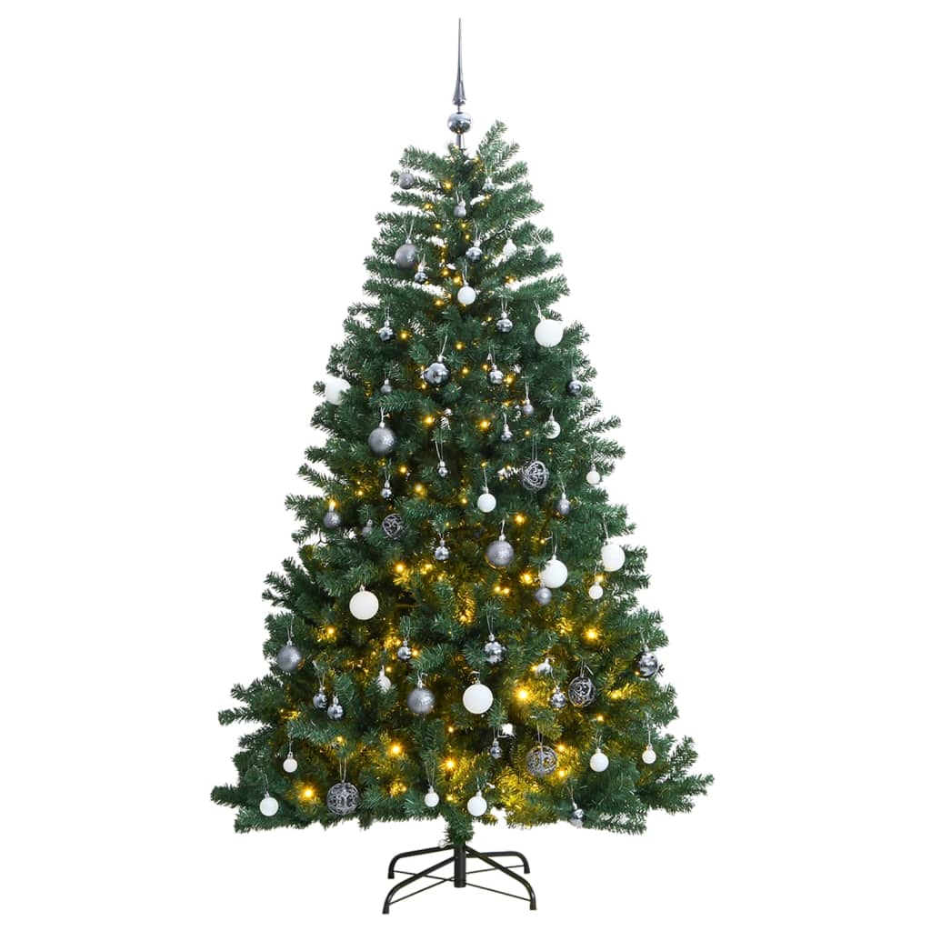 Vidaxl KunstKerstboom s Hinges 300 LED a vánoční koule 180 cm