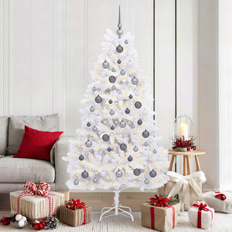 Vidaxl kunstkerstboom wit 90 x 90 x 180 cm pvc en metaal