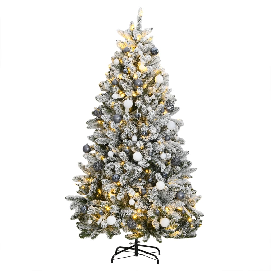 Vidaxl Kunstkerstboom avec des charnières 300 LED et balles de Noël 180 cm