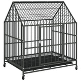 Vidaxl dog loft with wheels galvanized steel black