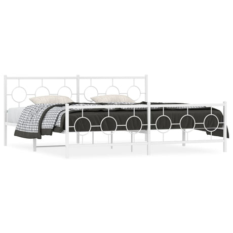 Vidaxl bedframe met hoofd- en voeteneinde metaal wit 193x203 cm