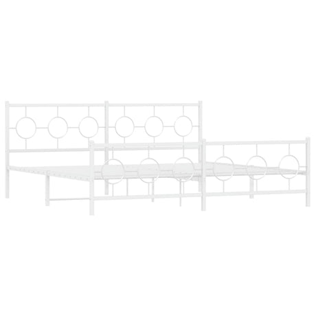 Vidaxl bedframe met hoofd- en voeteneinde metaal wit 193x203 cm