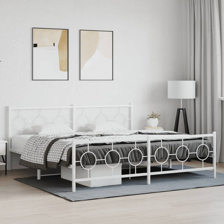 Vidaxl bedframe met hoofd- en voeteneinde metaal wit 193x203 cm