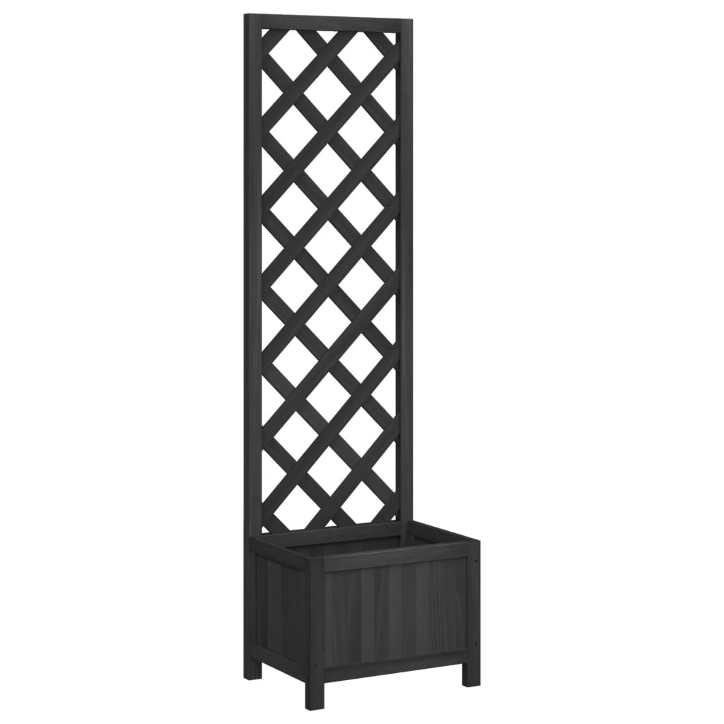 VidaXL Planter with Latwerk Solid Vurenhout Black