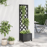 VidaXL Planter with Latwerk Solid Vurenhout Black