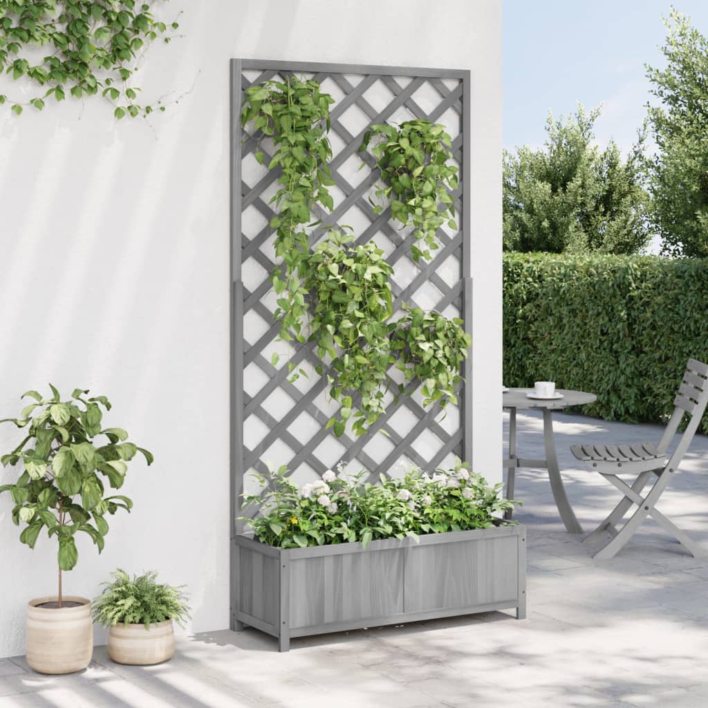 VidaXL Plannet with Latwerk Solid Vurenhout Gray