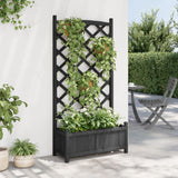 Vidaxl Planter med Latwerk Solid Vurenhout Black