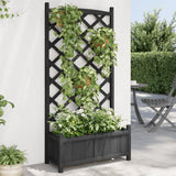 Vidaxl Planter med Latwerk Solid Vurenhout Black