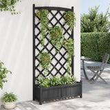 VidaXL Planter with Latwerk Solid Vurenhout Black