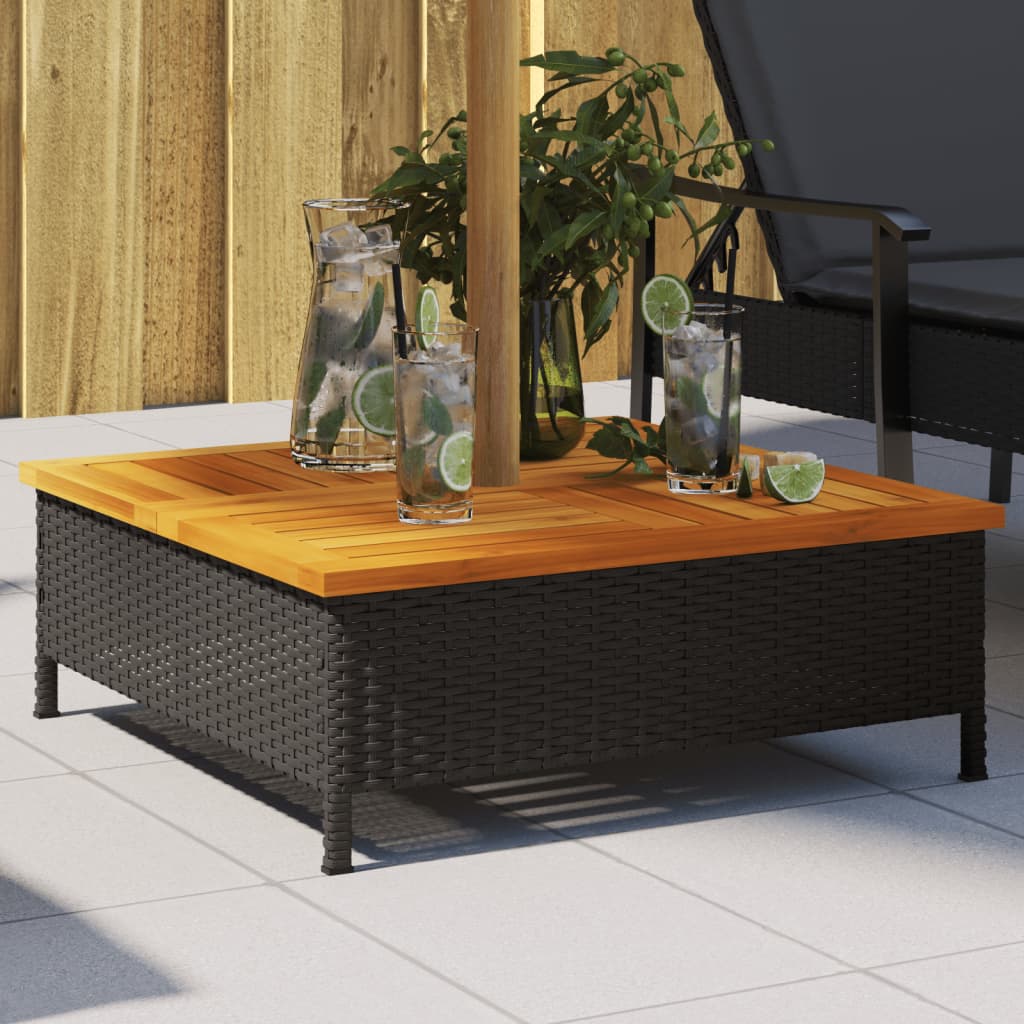 Vidaxx Sonnenschirmständerabdeckung 70x70x25 cm Polyrattan Akazienholz schwarz