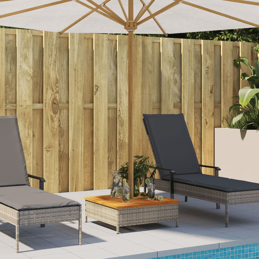 Vidaxl Parasol -Fundament 70x70x25 cm Poly Rattan Acacia Holzgrau