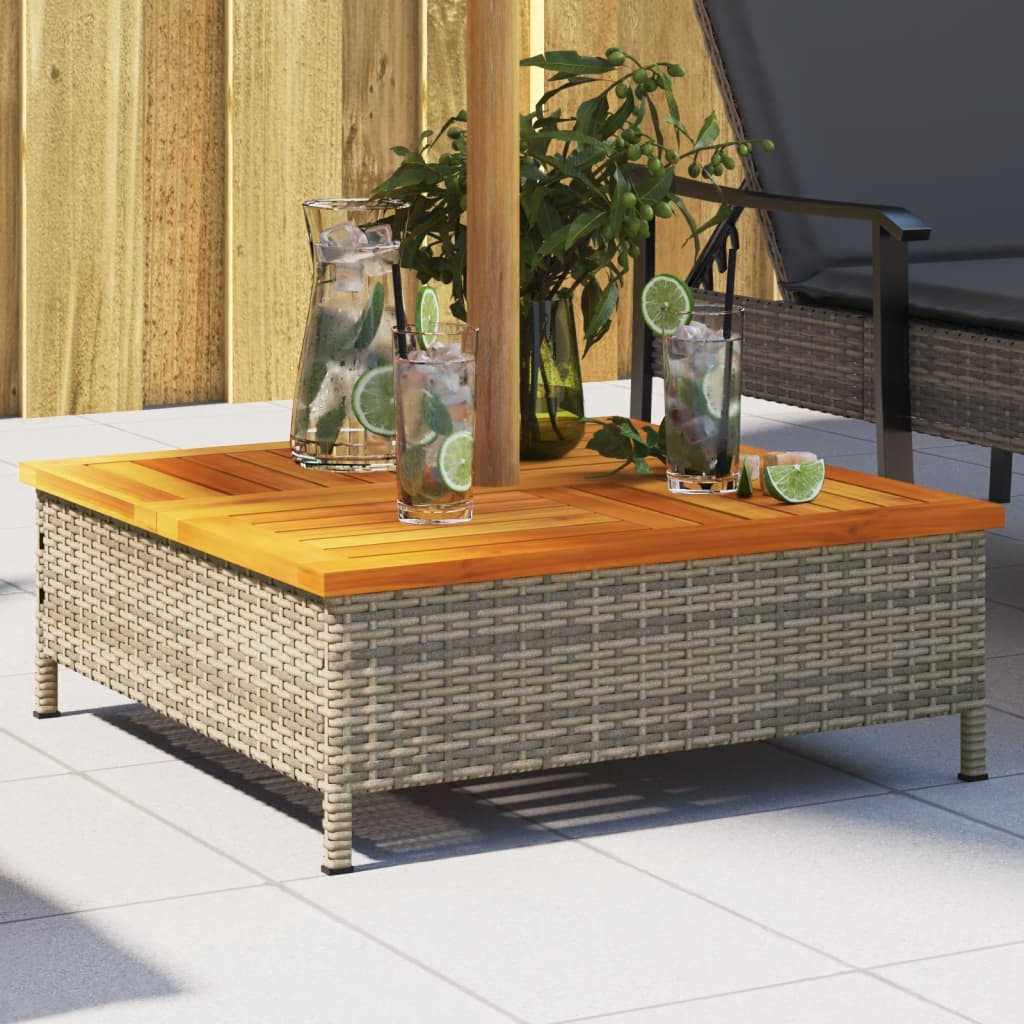 Vidaxl Parasol -Fundament 70x70x25 cm Poly Rattan Acacia Holzgrau