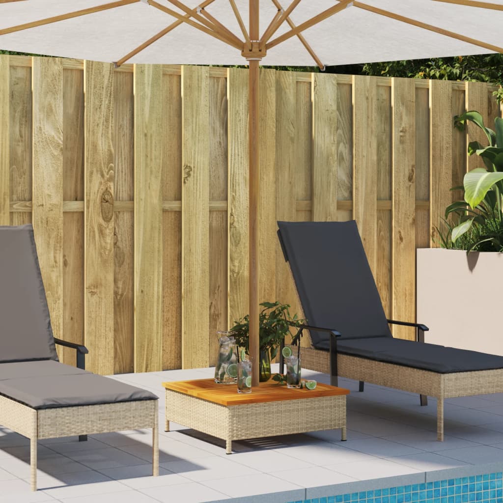 Vidaxx Sonnenschirmständerbezug 70x70x25 cm Polyrattan Akazienholz beige