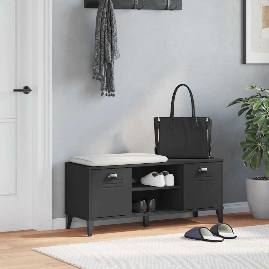 VidaXL Schuhbank Viking 106x35x45 cm lackiertes Holz schwarz