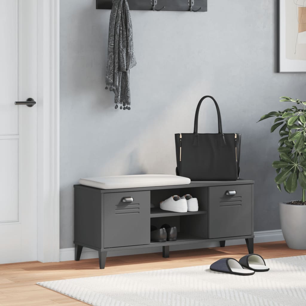 Canapé de chaussure vidaxl viken 106x35x45 cm en bois transformé anthracite gris