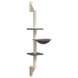 Vidaxl Cat Miwwele Mauer montéiert mat Scratching Post 142.5 cm donkel gro