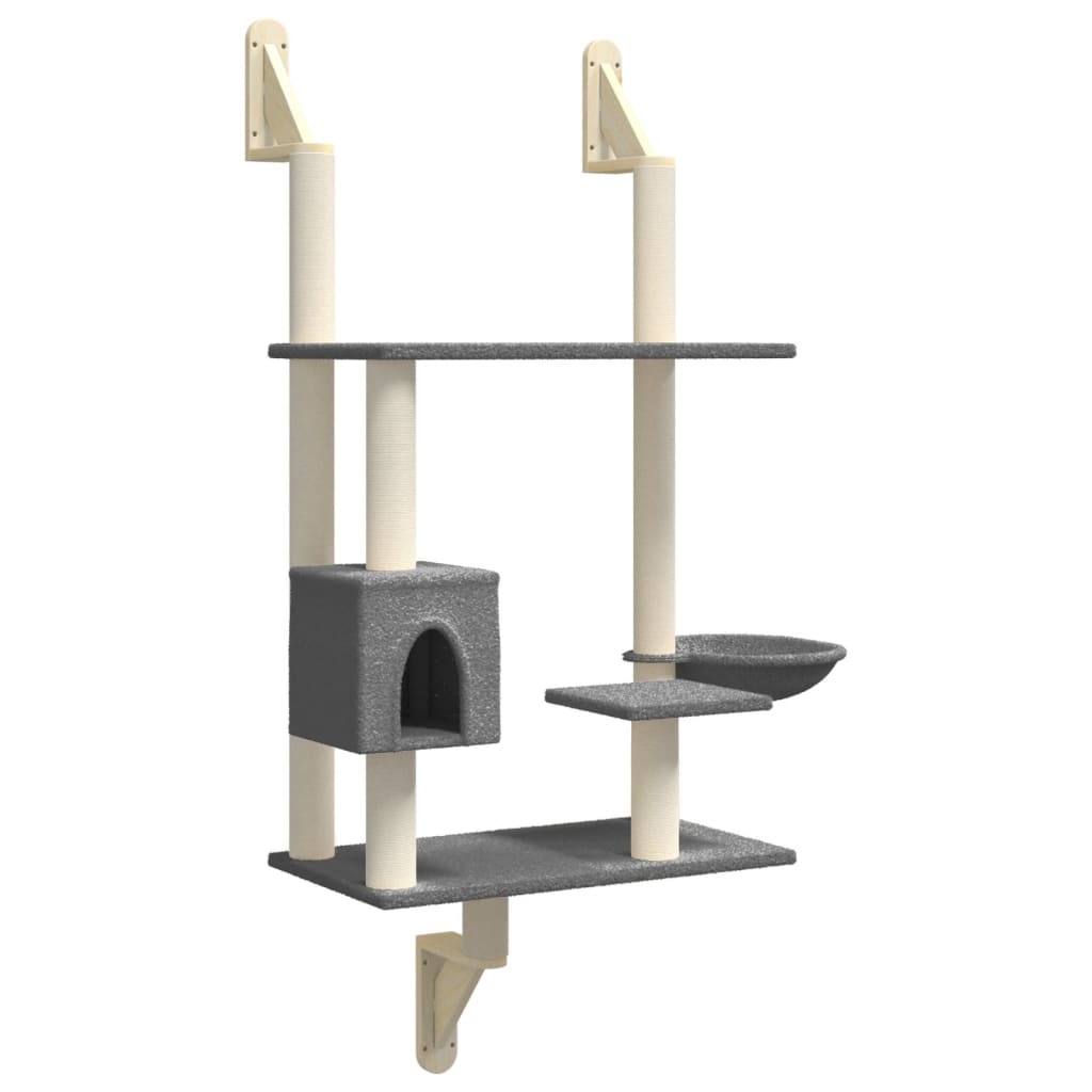 Vidaxl Cat Furniture Wall -montato con graffi dopo 153 cm grigio scuro