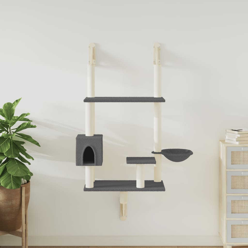 VidaXL Cat furniture Wall -mounted with scratching post 153 cm Dark gray