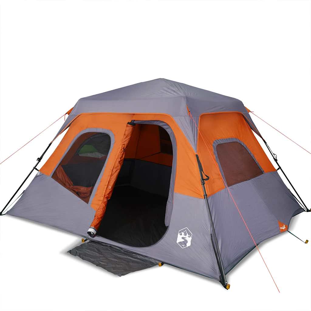 VidaXL Zelt 6-Personen wasserdicht Schnellverschluss grau und orange