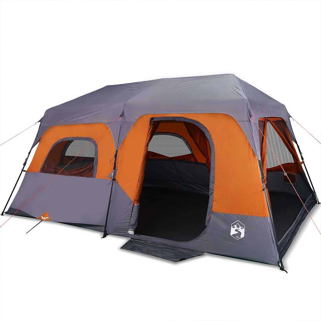 Tenda Vidaxl Tenda per 9 persone Rilascio rapido grigio e arancione