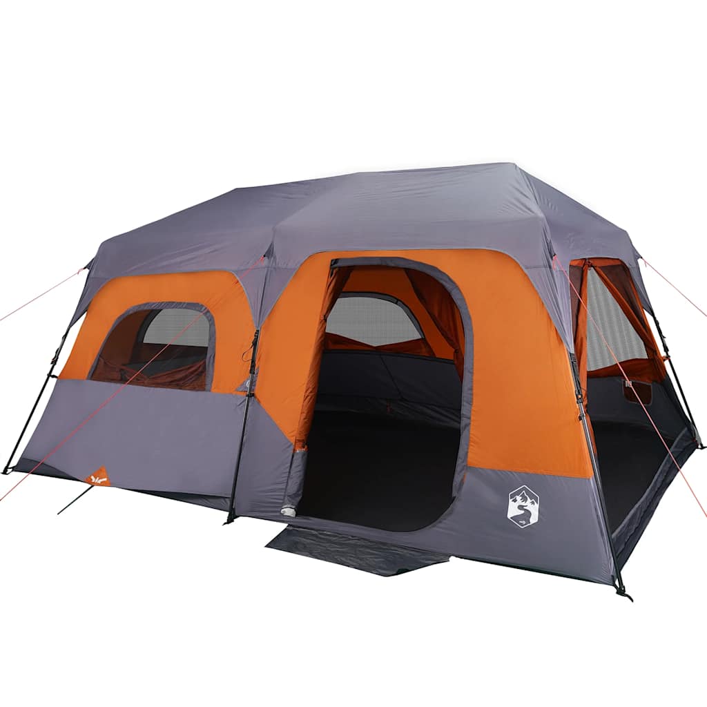 Tenda Vidaxl Tenda per 9 persone Rilascio rapido grigio e arancione