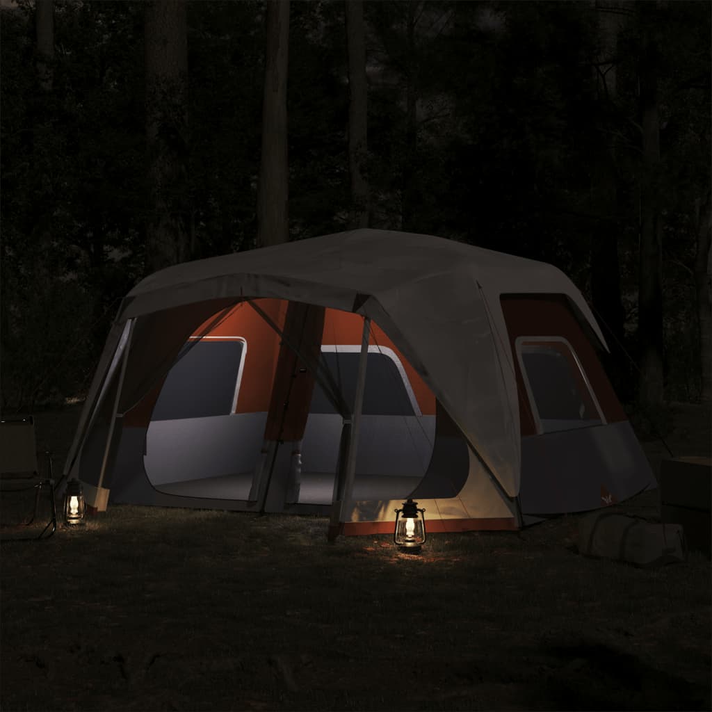 Tenda Vidaxl con rilascio rapido a 10 persone LED Grigio chiaro e arancione