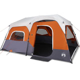 Vidaxl Tent Implay de 9 personas con gris claro y naranja LED