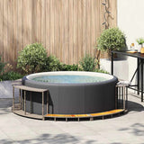 Vidaxl hottub ombouw opbergruimte en houten opstapje poly rattan grijs
