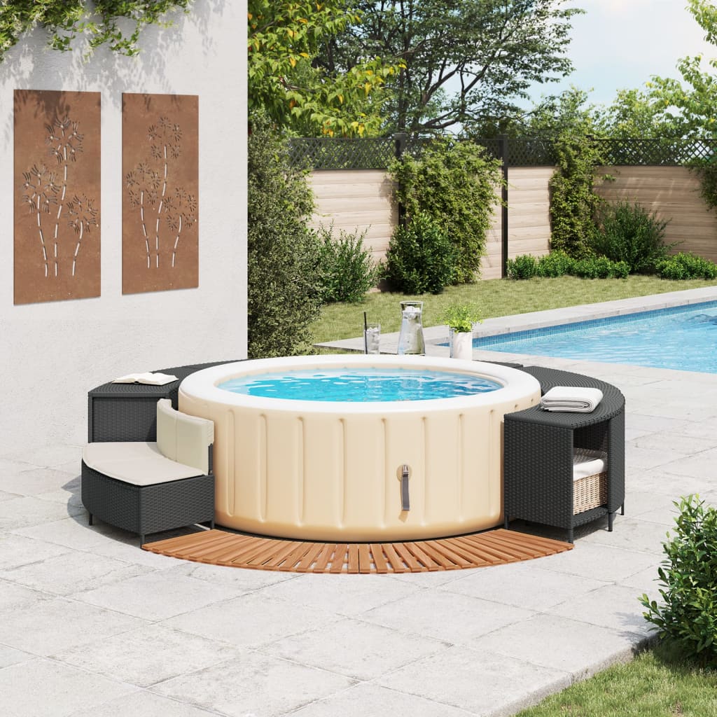 Vidaxx Whirlpool-Umrandung aus Polyrattan und massivem Akazienholz schwarz