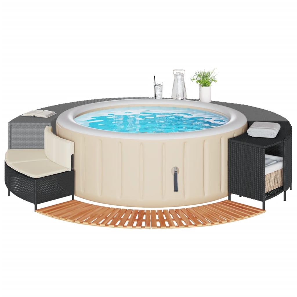 Vidaxx Whirlpool-Umrandung aus Polyrattan und massivem Akazienholz schwarz