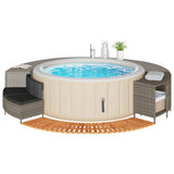 VidaXL Whirlpool-Einfassung Polyrattan massives Akazienholz grau