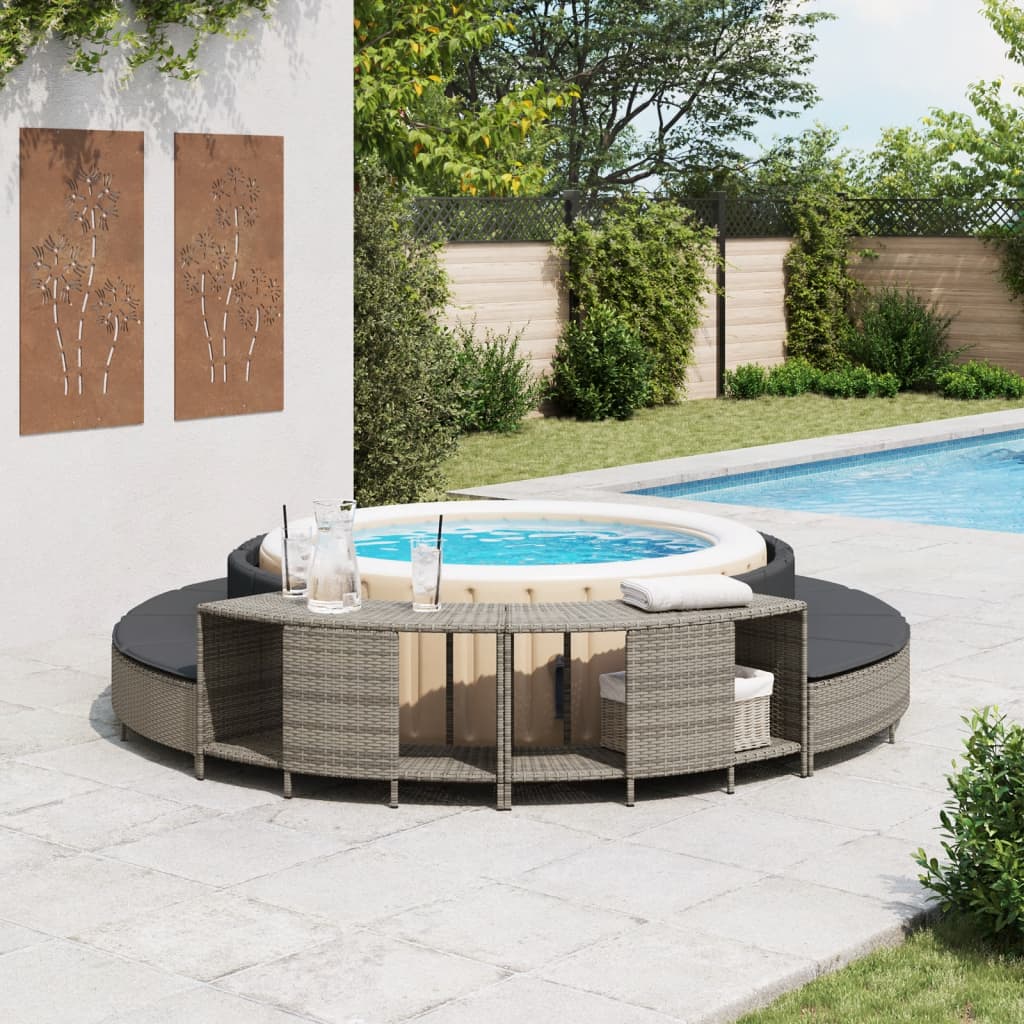 Vidaxl opbergschappen voor hottub 2 st poly rattan grijs