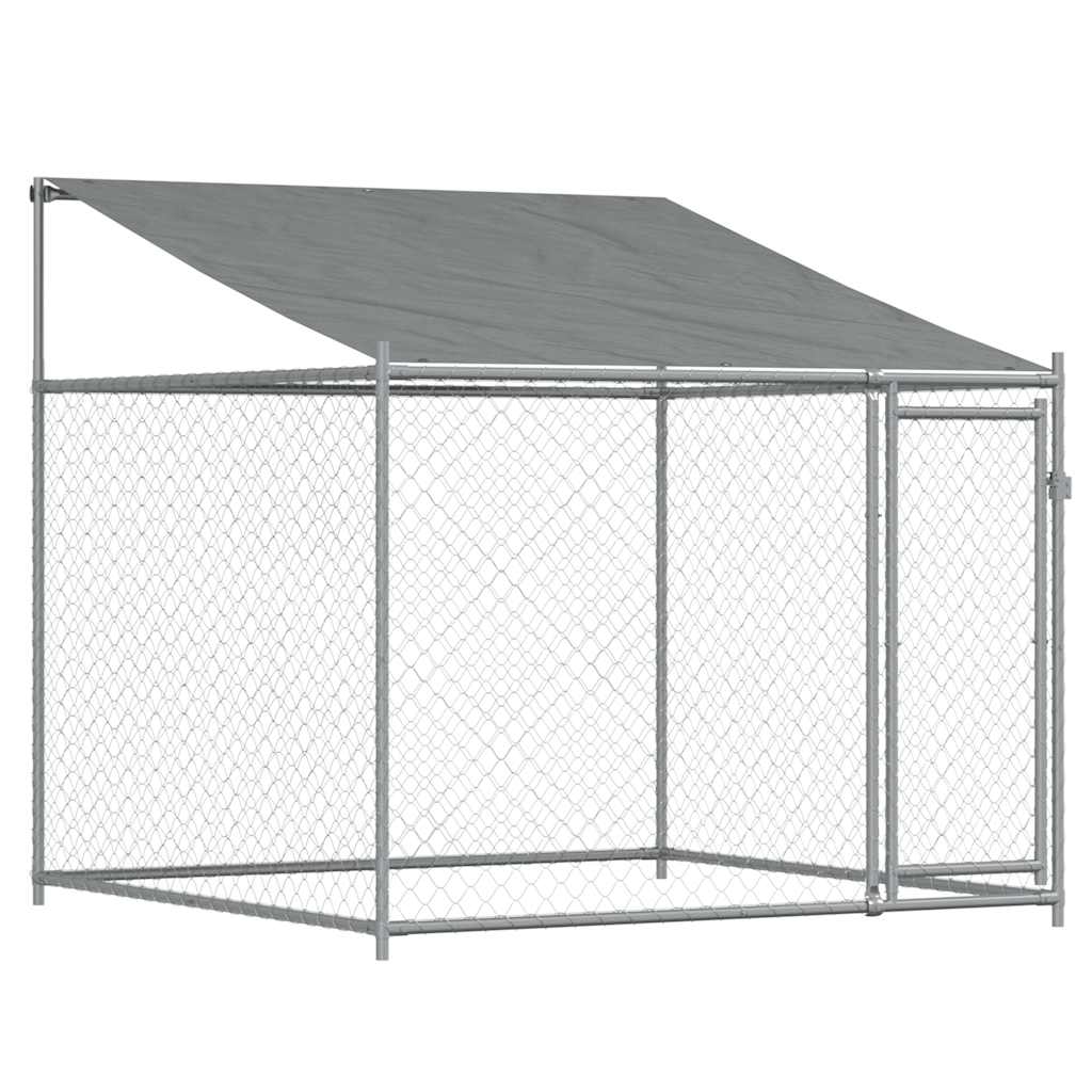 Vidaxxl Hundehütte mit Dach und Tür 2x2x2 m verzinkter Stahl grau