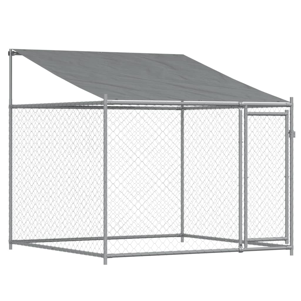 Vidaxl dog loft con tetto e porta 2x2x2 m grigio galvanizzato