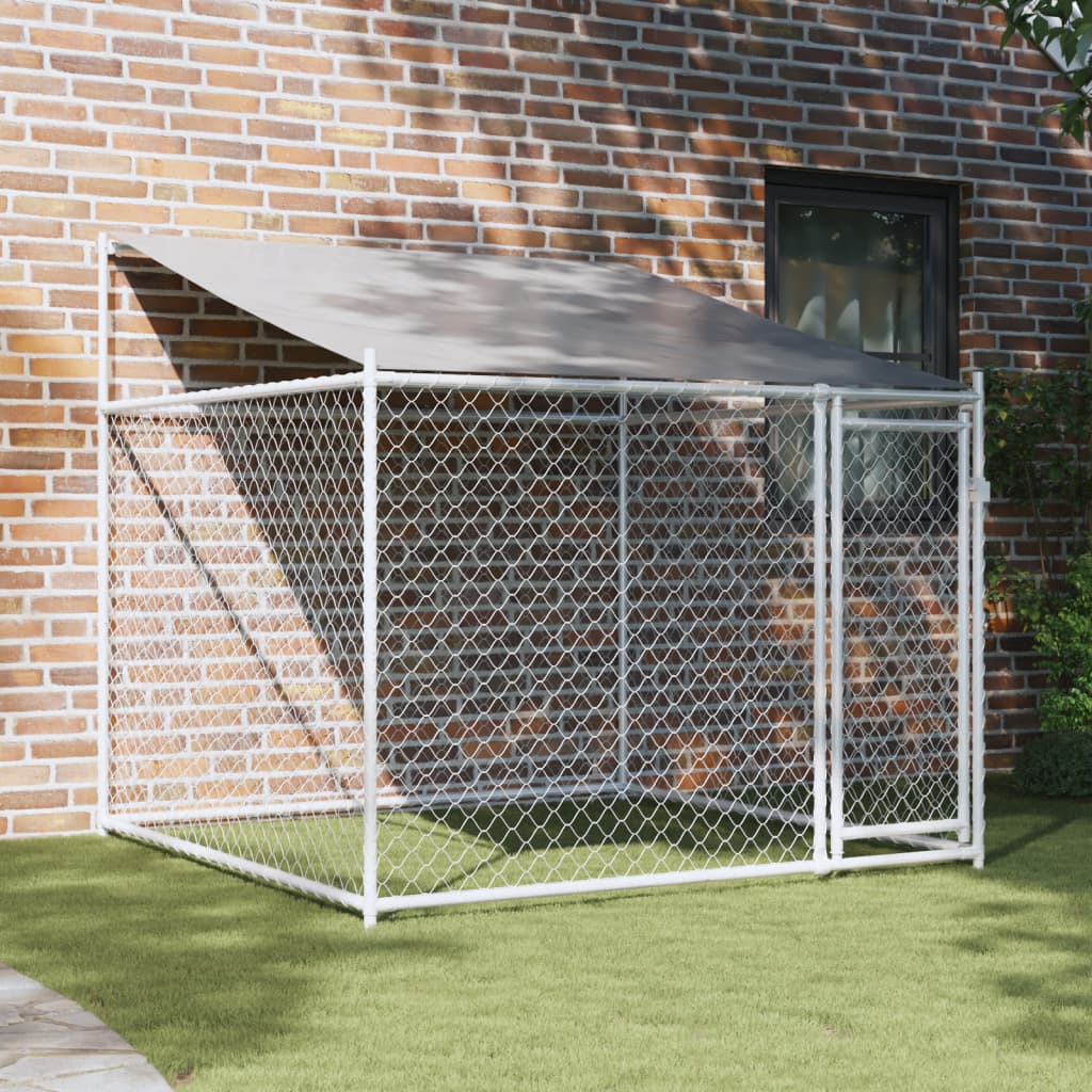 Vidaxl dog loft con tetto e porta 2x2x2 m grigio galvanizzato