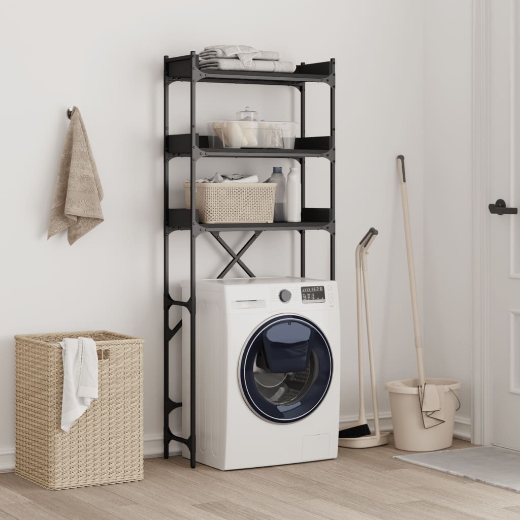 Vidaxl washing machine cabinet 67x25x163 cm processed wood black