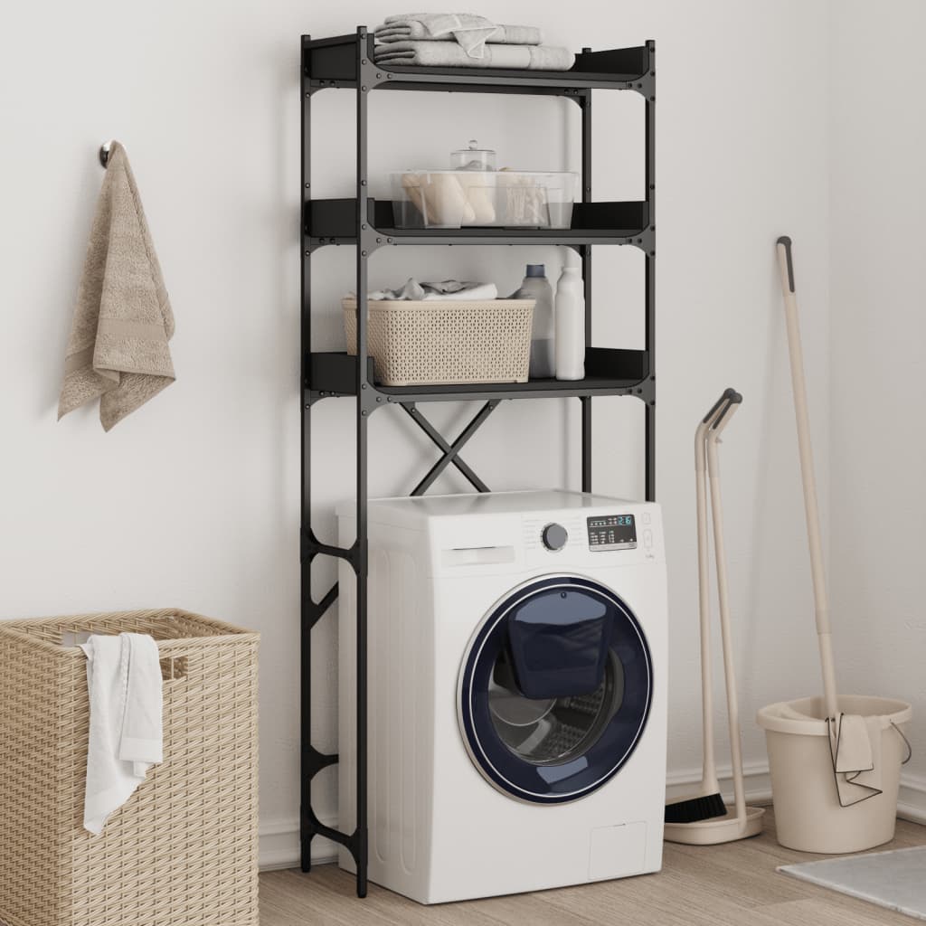 Vidaxl washing machine cabinet 67x25x163 cm processed wood black