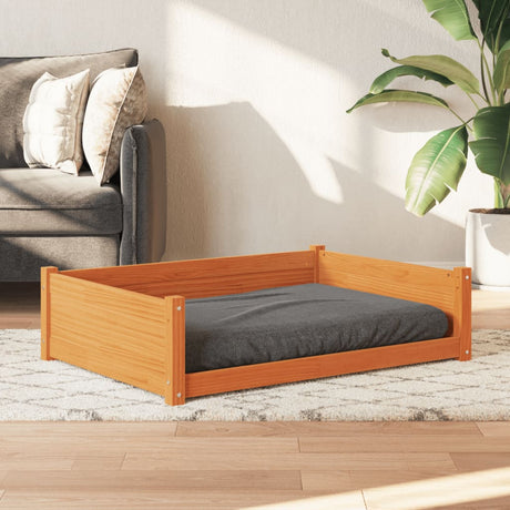 Vidaxxl Hundebett 105,5 x 75,5 x 28 cm, massives Kiefernholz, braun gewaschen