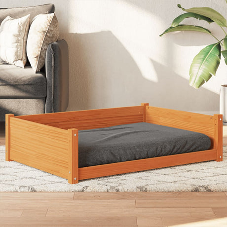 Vidaxxl Hundebett 105,5 x 75,5 x 28 cm, massives Kiefernholz, braun gewaschen