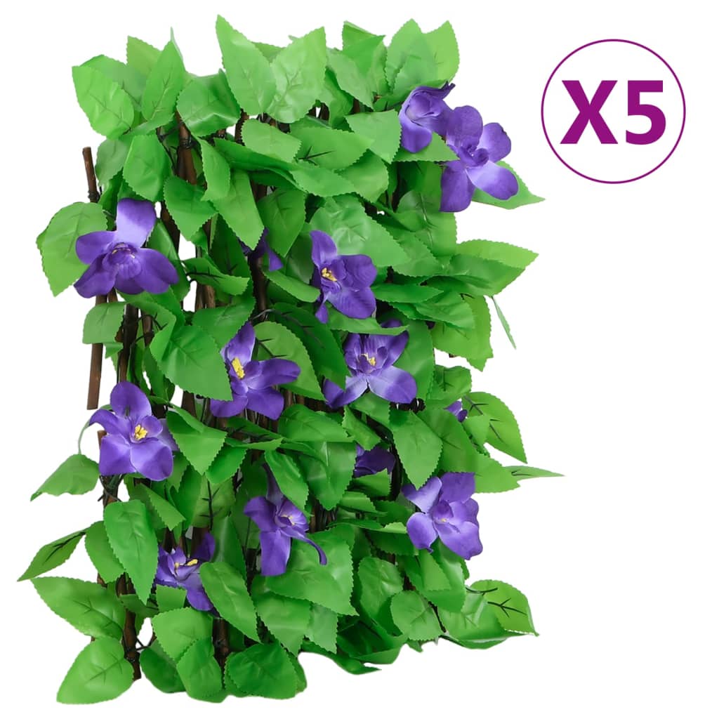 Vidaxx künstliche Efeupflanze am Spalier 5 Stück ausziehbar 180x20 cm grün