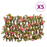 Vidaxx Kunstpflanze Efeu-Spalier 5 Stück ausziehbar 180x20 cm dunkelrosa