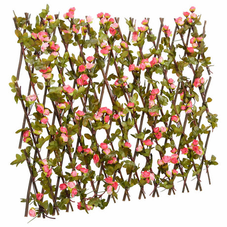 Vidaxx Kunstpflanze Efeu-Spalier 5 Stück ausziehbar 180x60 cm dunkelrosa